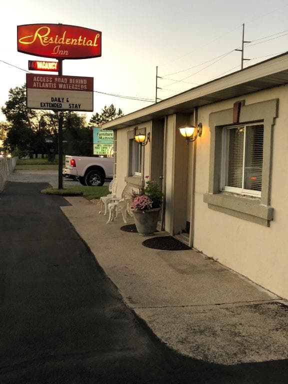 Property entrance and parking area